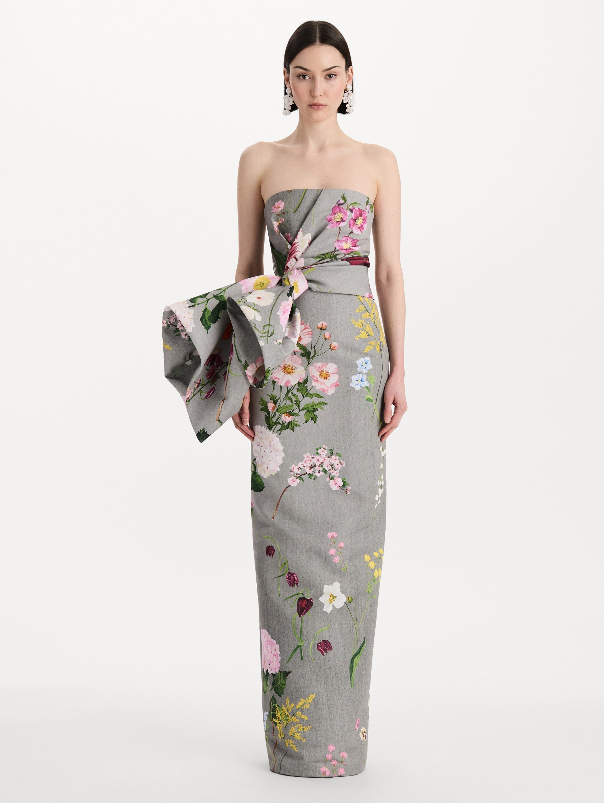 MNODR041026042615797_2 Oscar de la Renta Mixed Botanical Drape-Detailed Faille Gown - Image 2