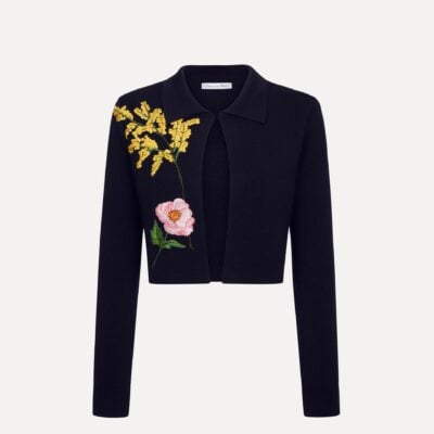 Oscar de la Renta Mixed Botanical Cropped Jacket - Image 1