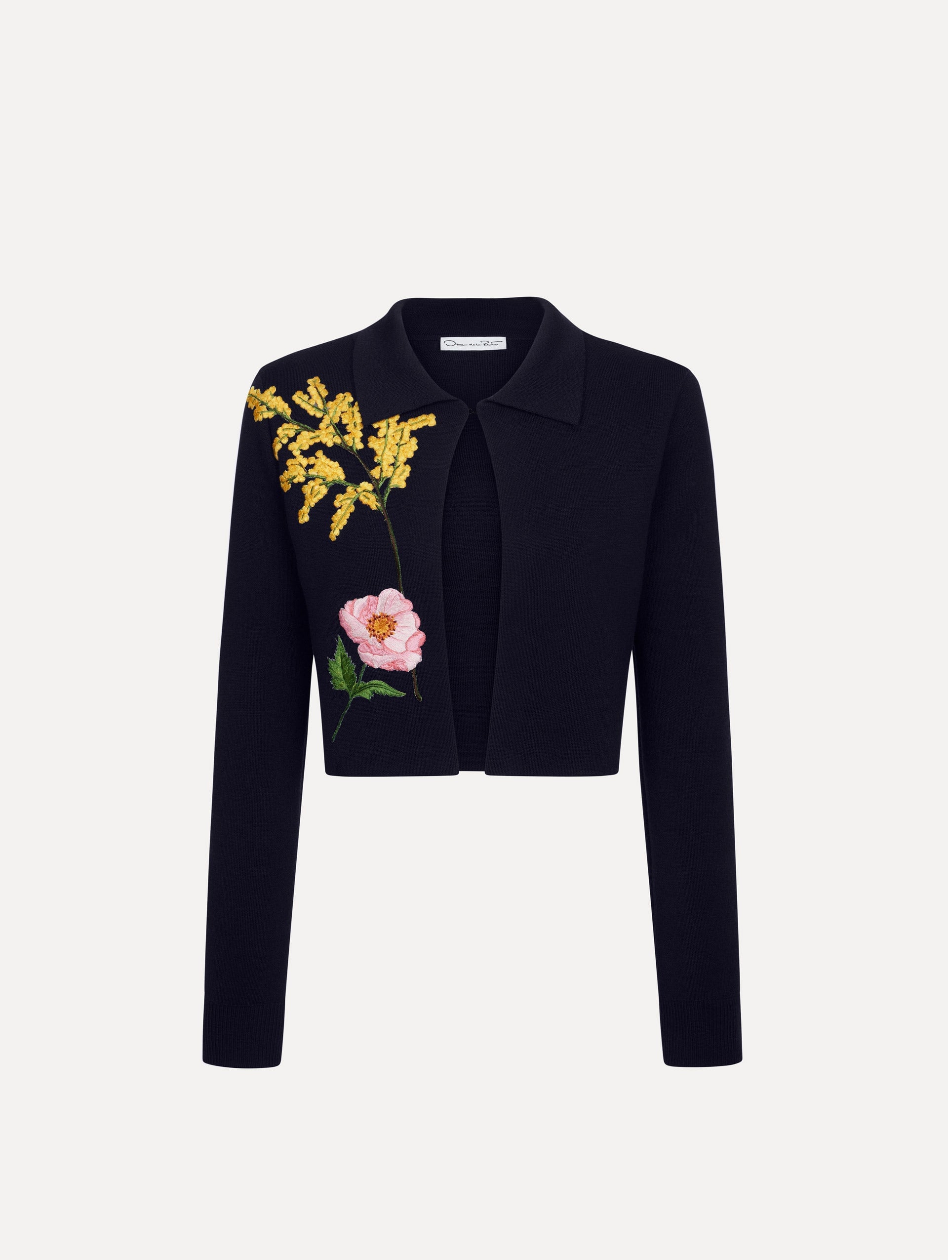 Oscar de la Renta Mixed Botanical Cropped Jacket - Image 1