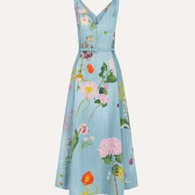 Oscar de la Renta Mixed Botanical Cotton Poplin Dress - Image 1