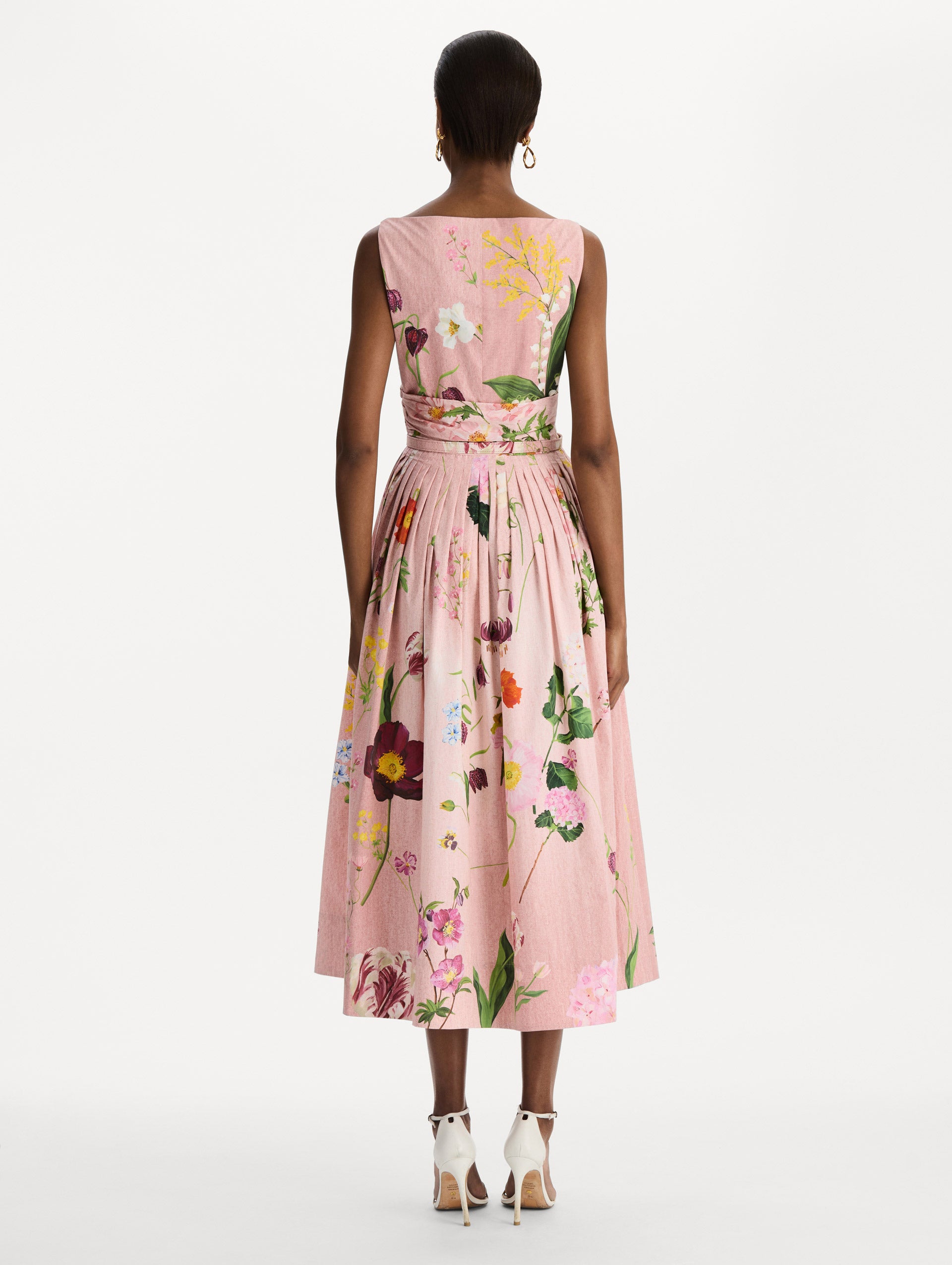 MNODR041026042615801_3 Oscar de la Renta Mixed Botanical Cotton Poplin Draped Dress - Image 3