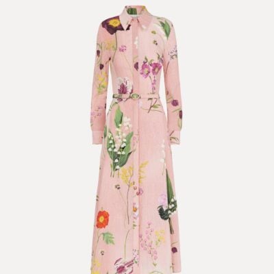 Oscar de la Renta Mixed Botanical Cotton Poplin Collared Dress - Image 1