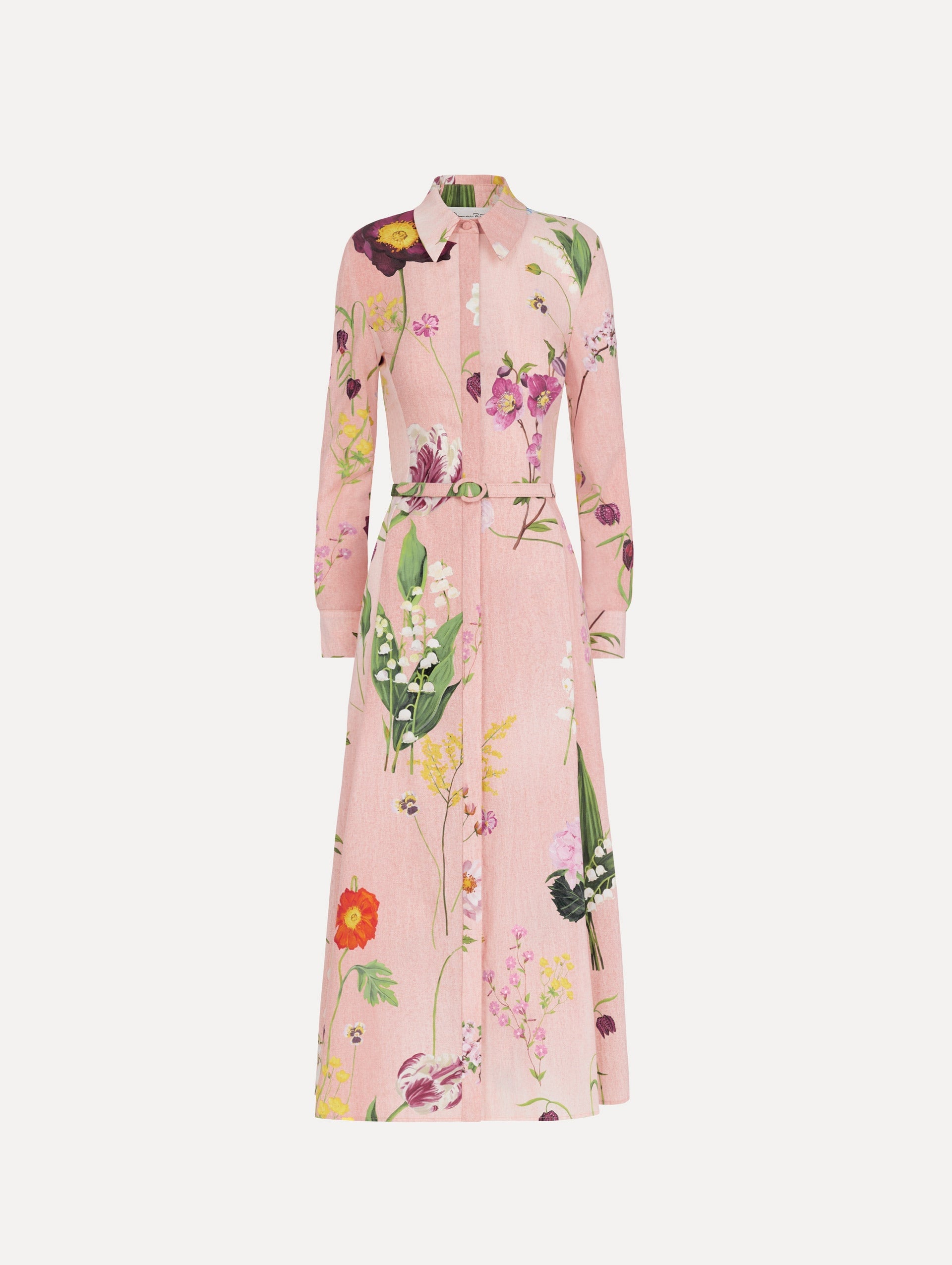 Oscar de la Renta Mixed Botanical Cotton Poplin Collared Dress - Image 1
