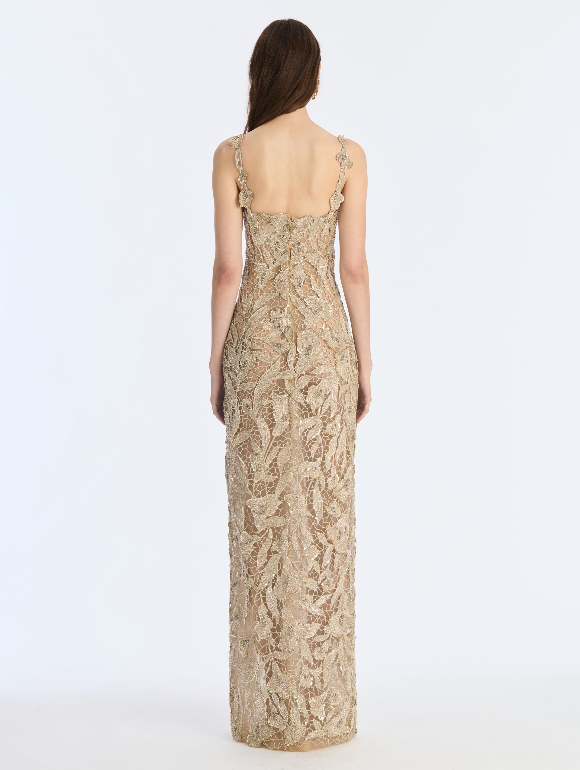MNODR041026042615803_2 Oscar de la Renta Metallic Threadwork Floral Embroidered Gown - Image 2