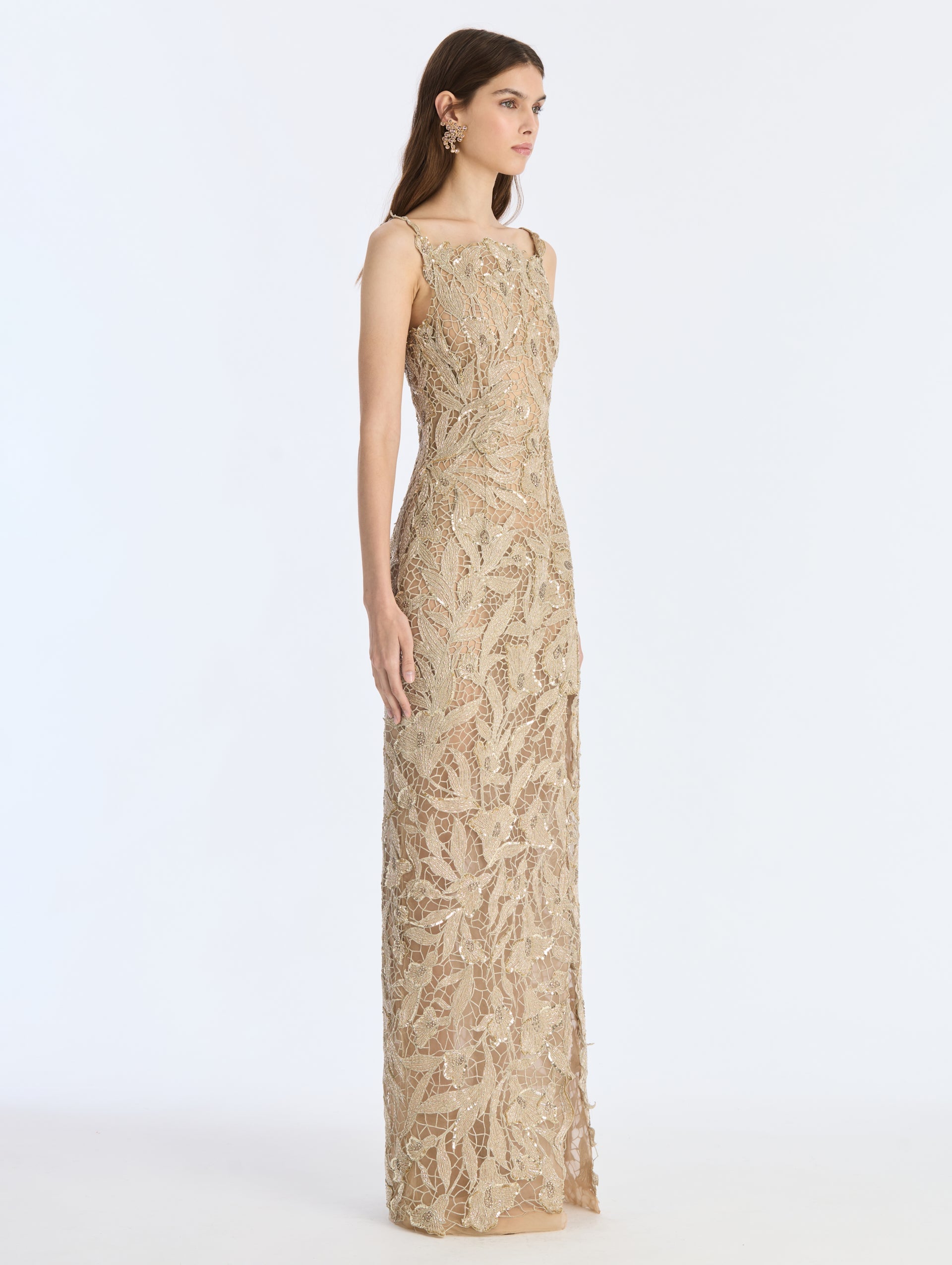 MNODR041026042615803_3 Oscar de la Renta Metallic Threadwork Floral Embroidered Gown - Image 3