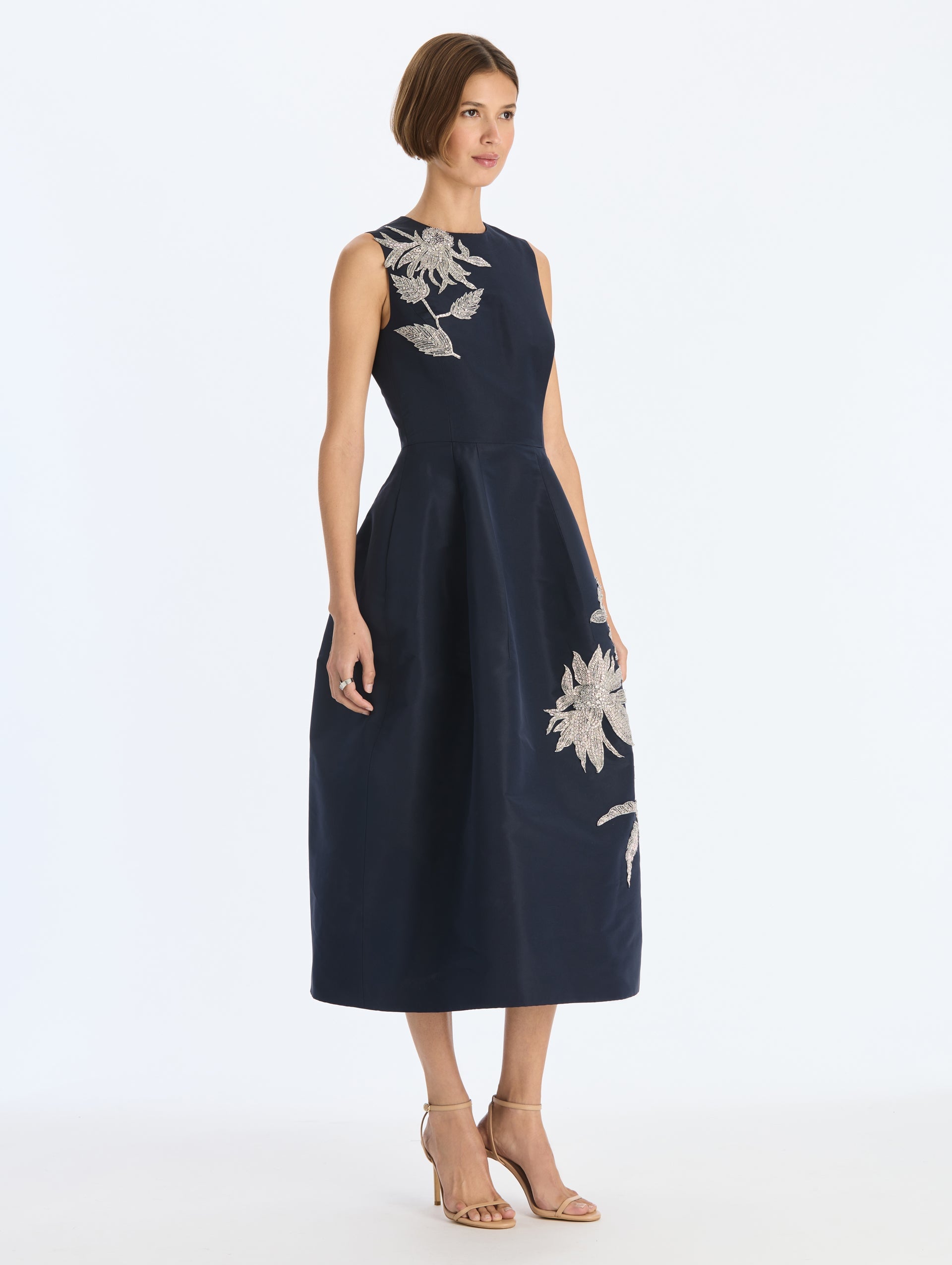 MNODR041026042615804_3 Oscar de la Renta Metallic Threadwork Floral Embroidered Dress - Image 3