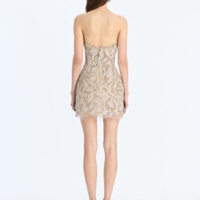 Oscar de la Renta Metallic Threadwork Floral Dress - Image 2
