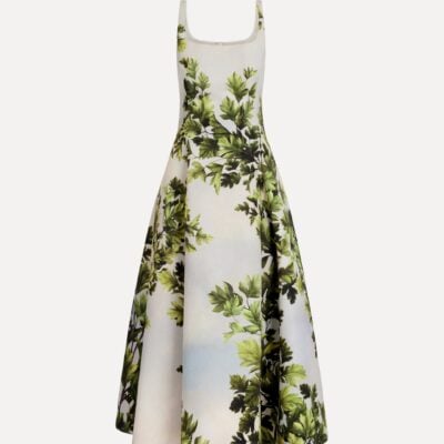Oscar de la Renta Maple Leaves Faille Dress - Image 1