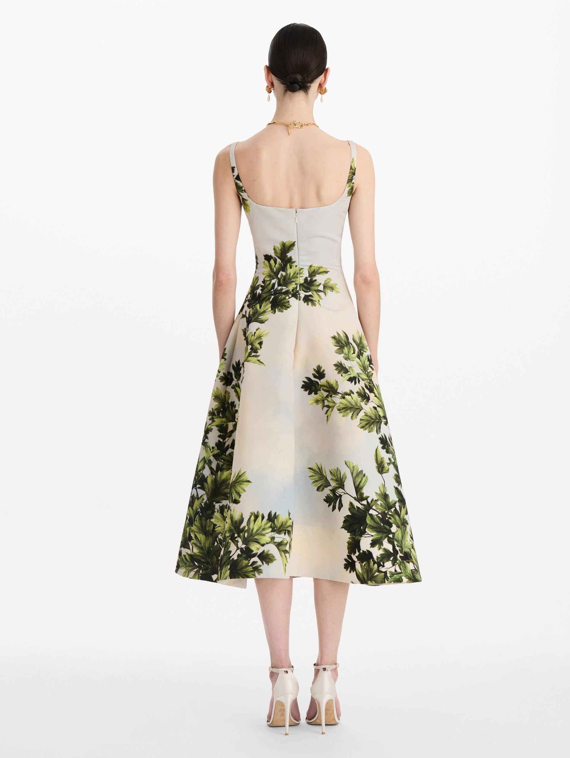 Oscar de la Renta Maple Leaves Faille Dress - Image 3