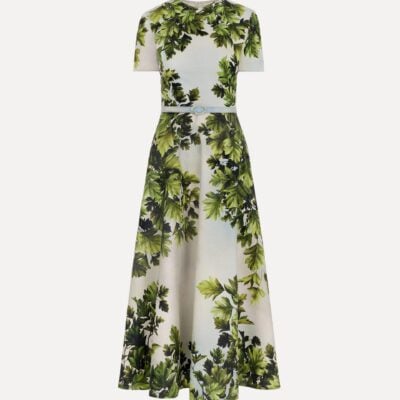 Oscar de la Renta Maple Leaves Cotton Poplin Dress - Image 1