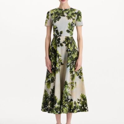 Oscar de la Renta Maple Leaves Cotton Poplin Dress - Image 2