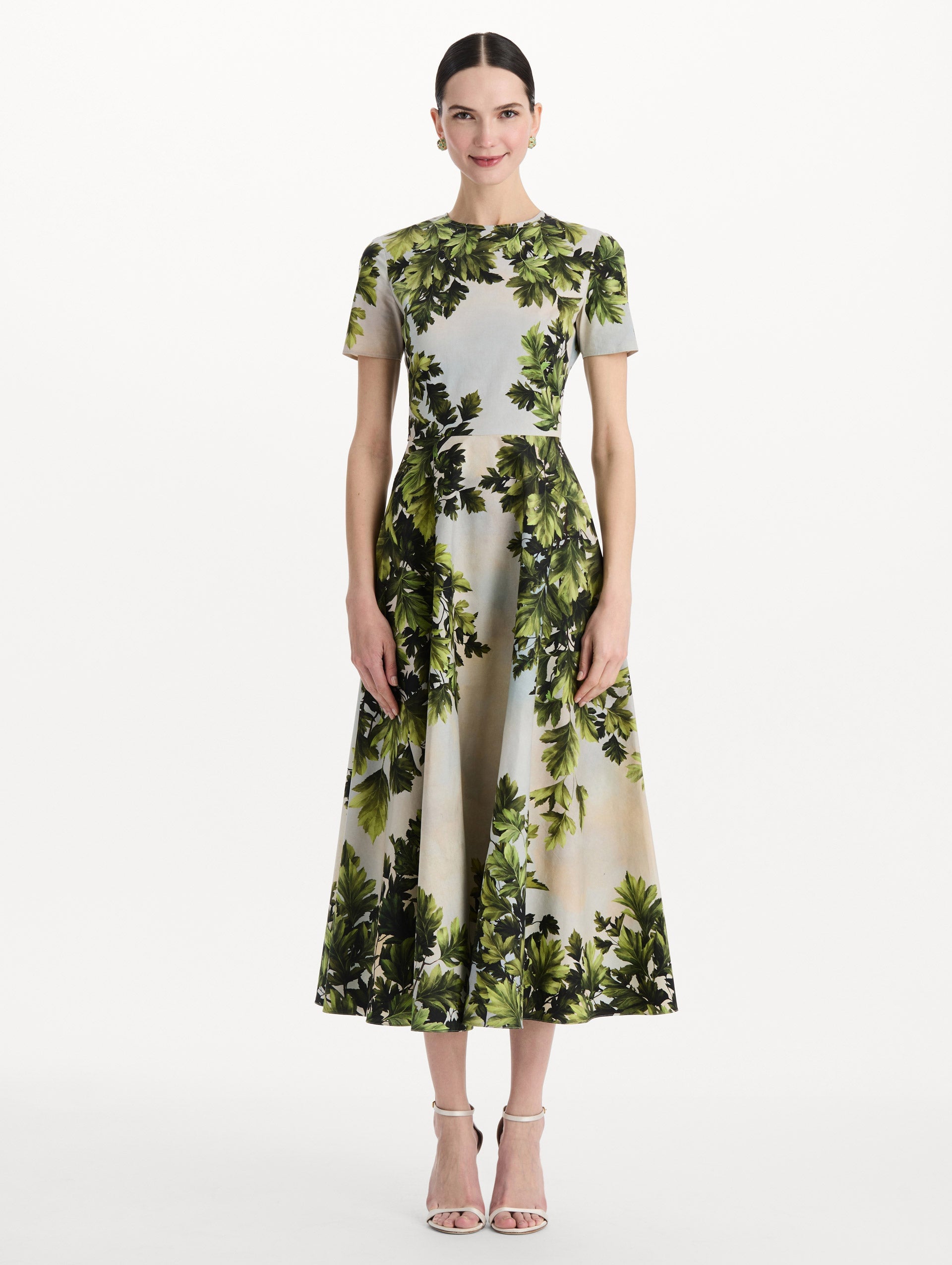 MNODR041026042615808_2 Oscar de la Renta Maple Leaves Cotton Poplin Dress - Image 2
