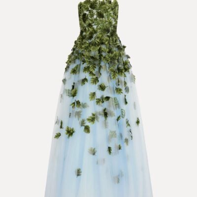 Oscar de la Renta Maple Leaf Appliqué Gown - Image 1