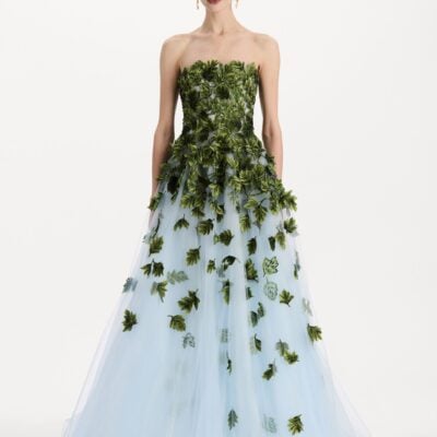 Oscar de la Renta Maple Leaf Appliqué Gown - Image 2