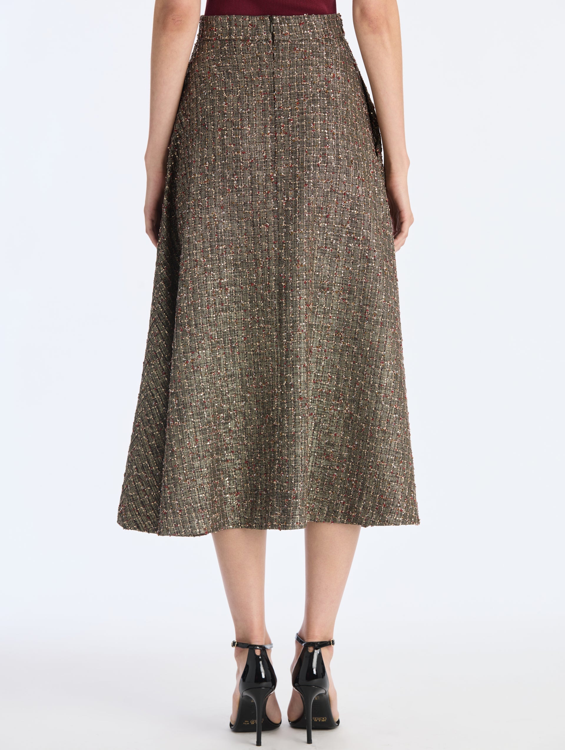 MNODR041026042615810_2 Oscar de la Renta Lurex Sequin Check Tweed Skirt - Image 2