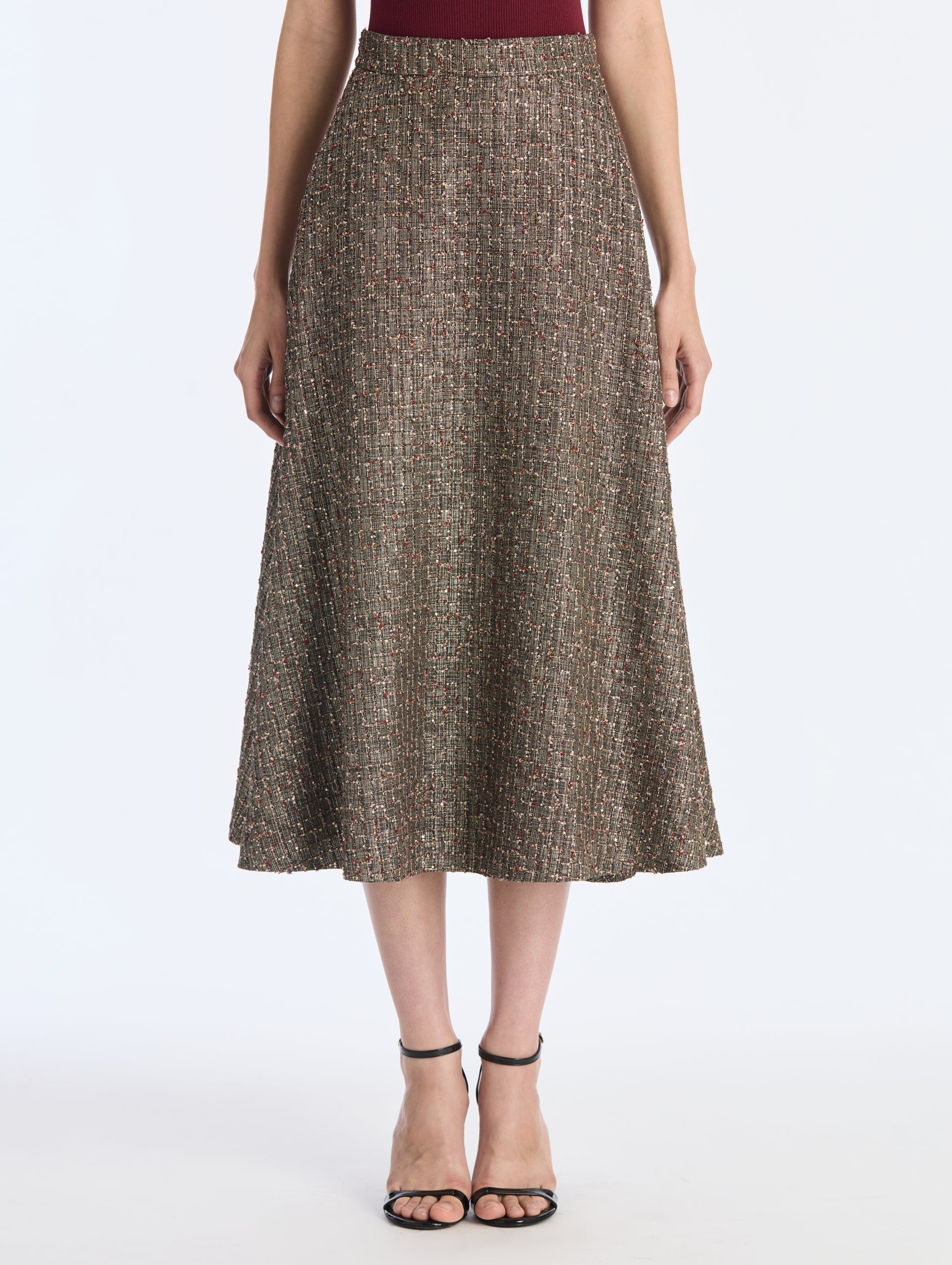MNODR041026042615810_3 Oscar de la Renta Lurex Sequin Check Tweed Skirt - Image 3
