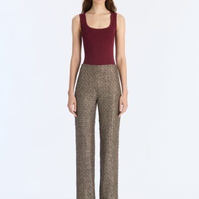 Oscar de la Renta Lurex Sequin Check Tweed Pant - Image 1