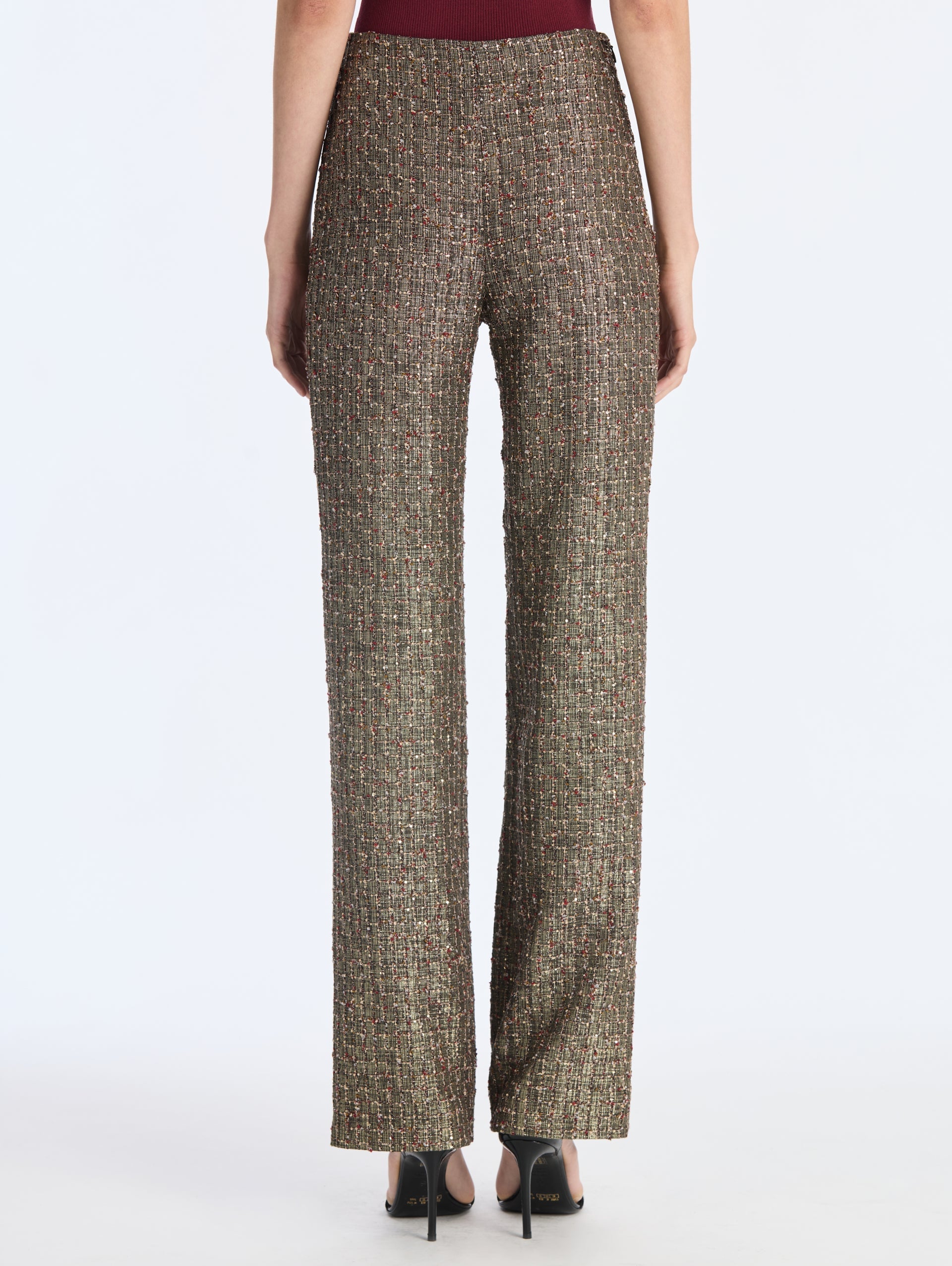 MNODR041026042615811_2 Oscar de la Renta Lurex Sequin Check Tweed Pant - Image 2