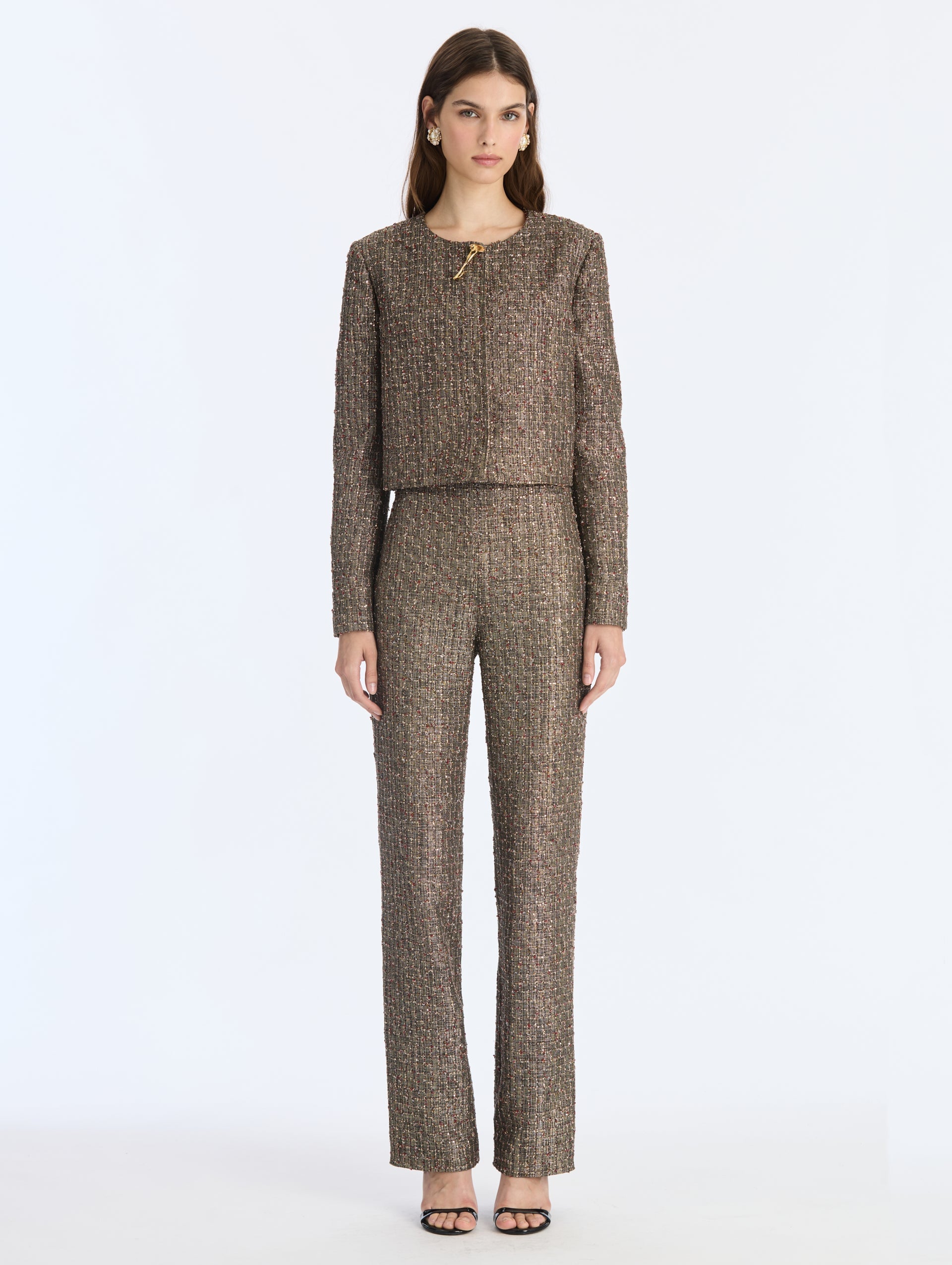 MNODR041026042615812_2 Oscar de la Renta Lurex Sequin Check Tweed Jacket - Image 2