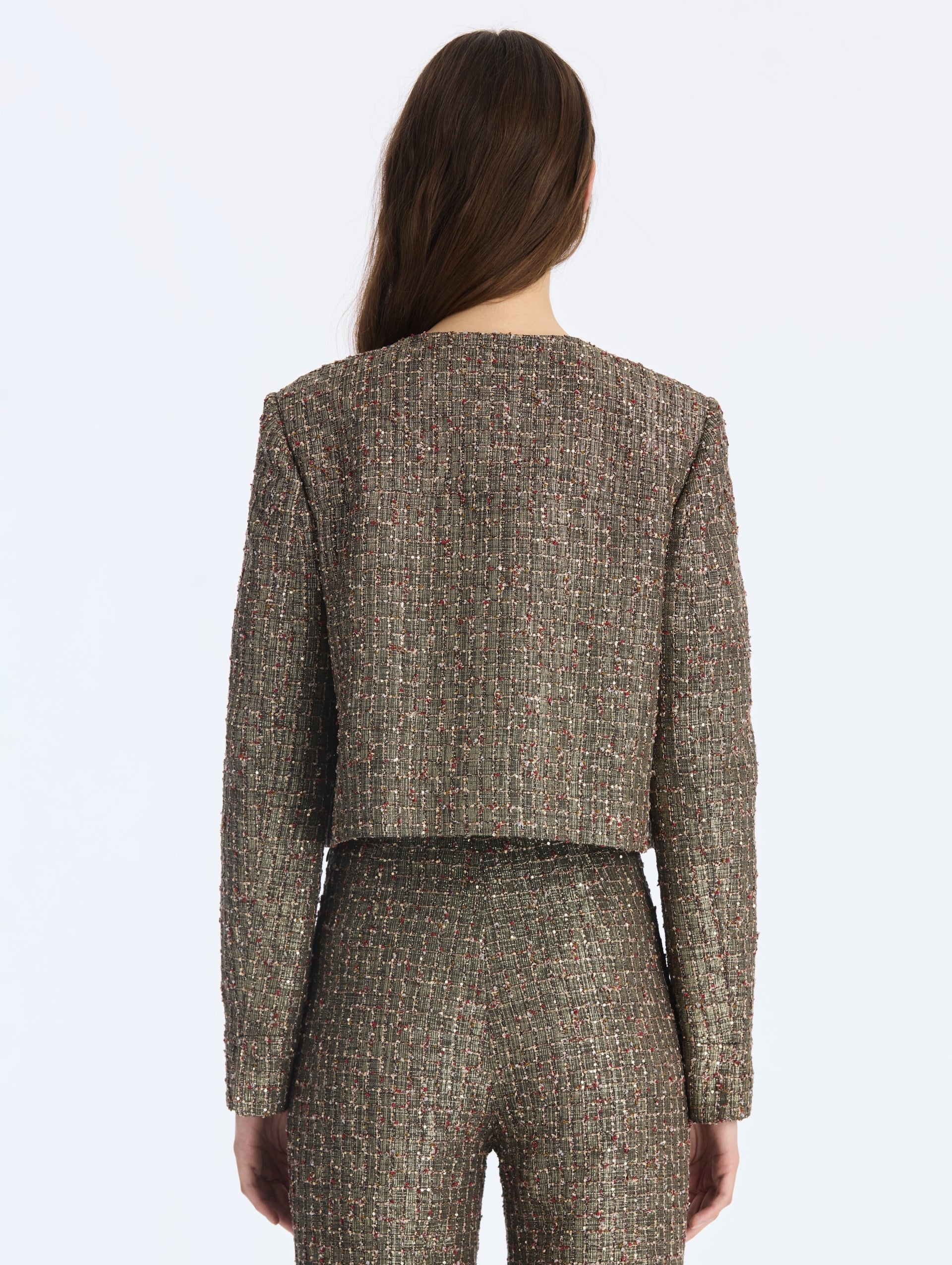 MNODR041026042615812_3 Oscar de la Renta Lurex Sequin Check Tweed Jacket - Image 3