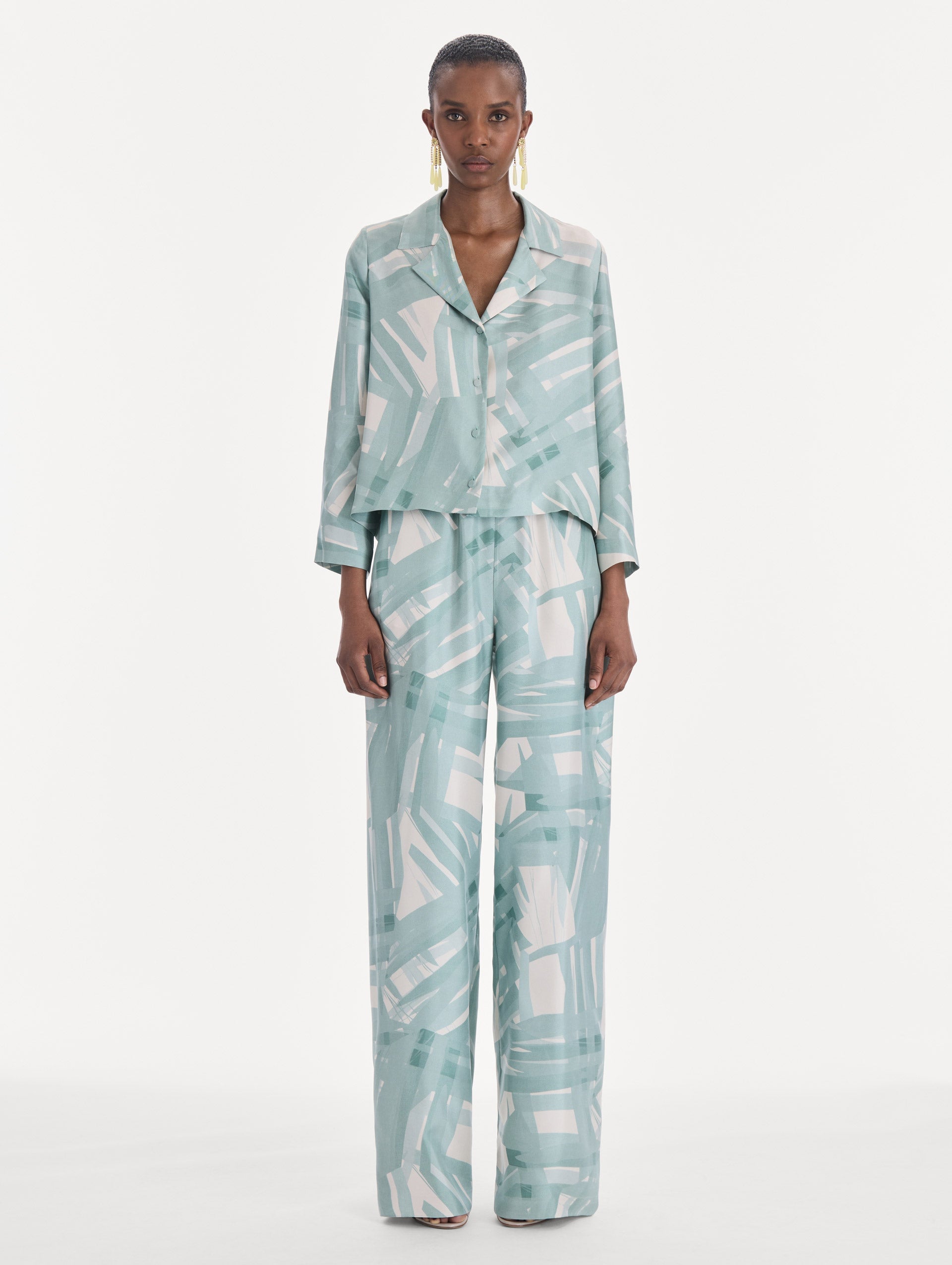MNODR041026042615813_3 Oscar de la Renta Long Sleeve Stripey Plaid Silk Twill Blouse - Image 3
