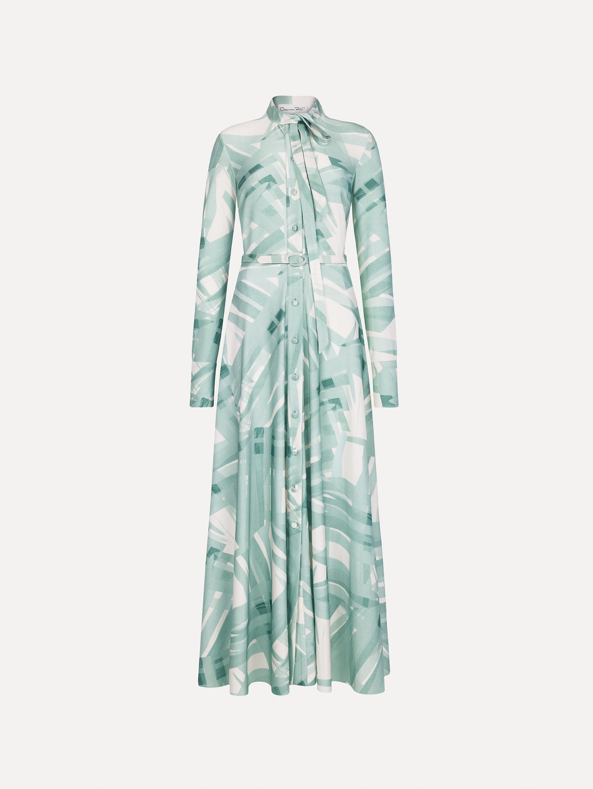 Oscar de la Renta Long Sleeve Stripey Plaid Jersey Day Dress - Image 1