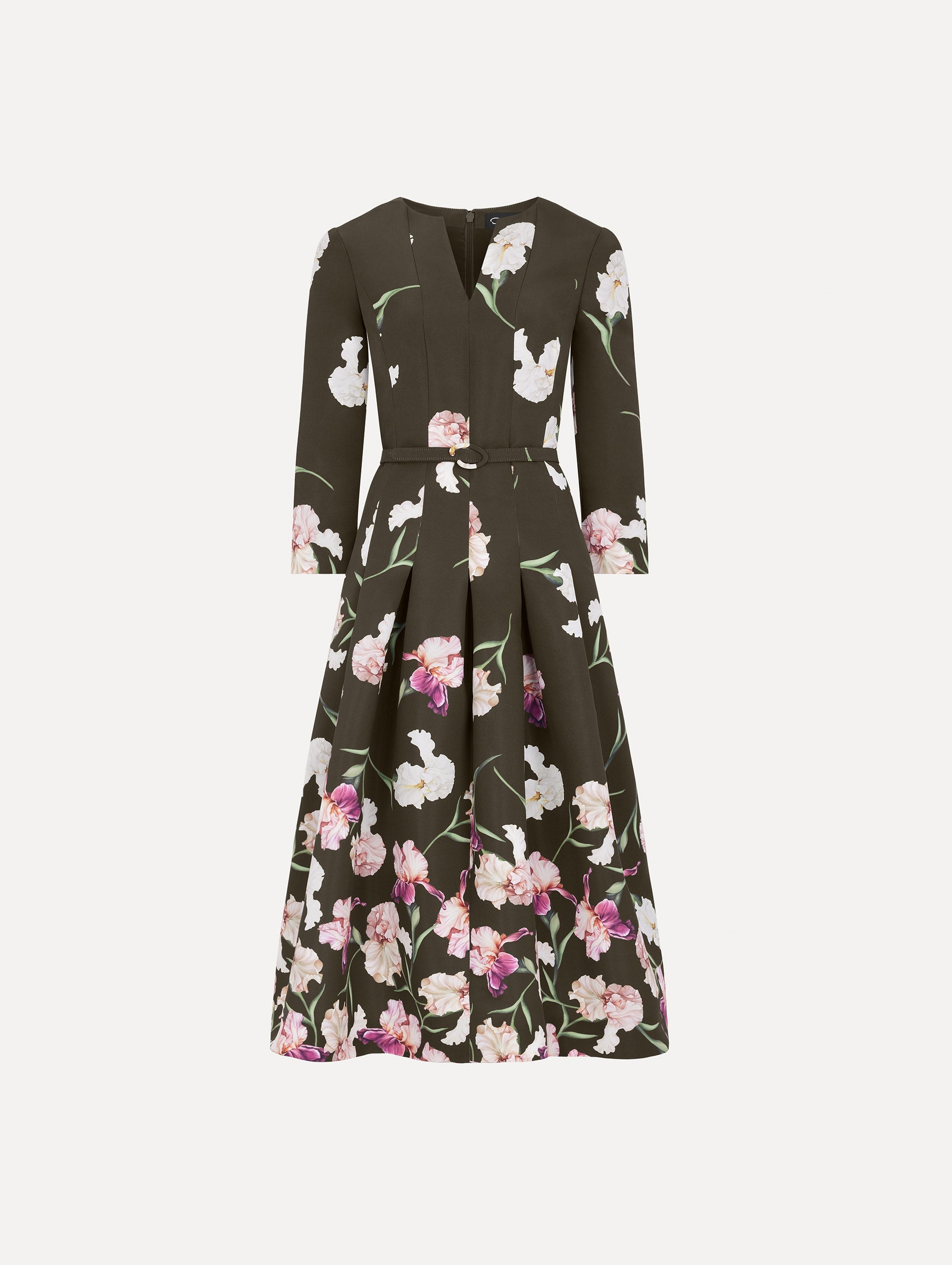Oscar de la Renta Long Sleeve Painted Iris Degrade Faille Cocktail Dress - Image 1