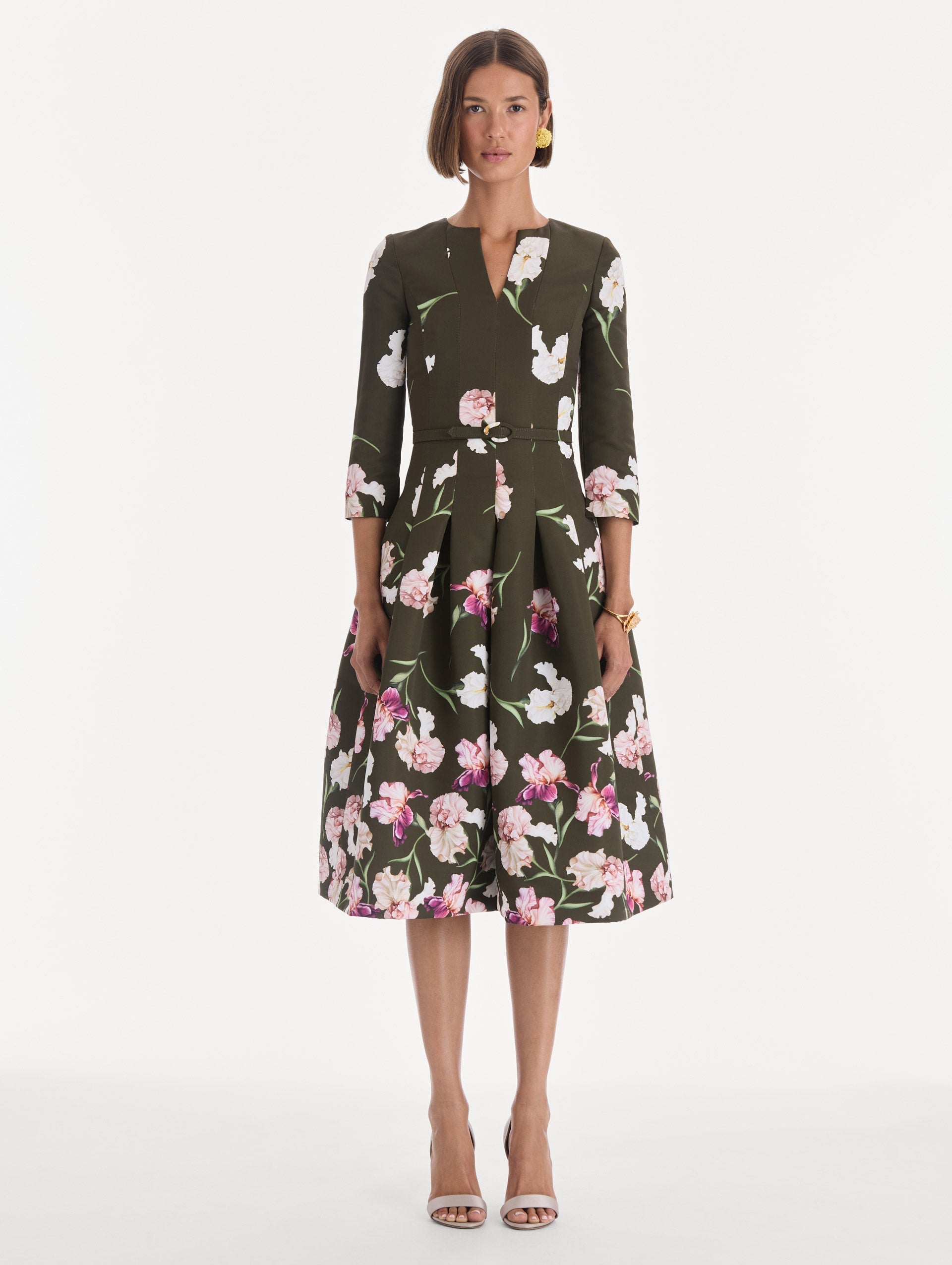 MNODR041026042615815_2 Oscar de la Renta Long Sleeve Painted Iris Degrade Faille Cocktail Dress - Image 2