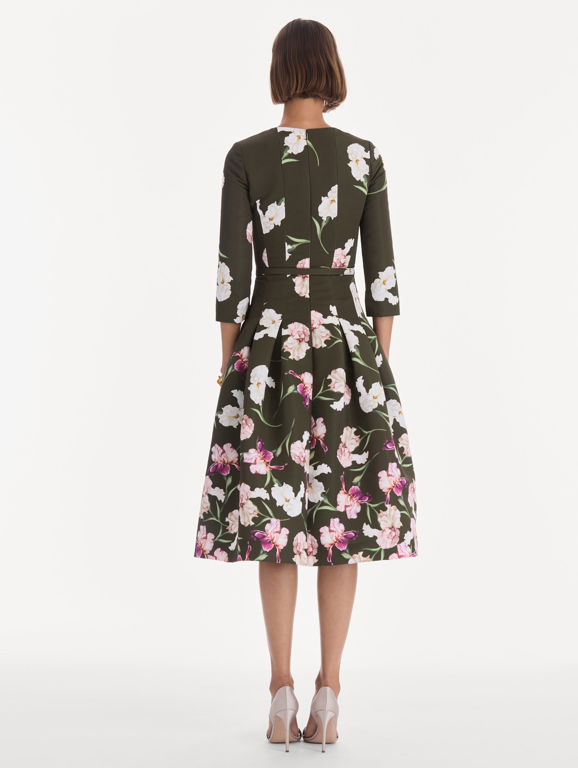 MNODR041026042615815_3 Oscar de la Renta Long Sleeve Painted Iris Degrade Faille Cocktail Dress - Image 3