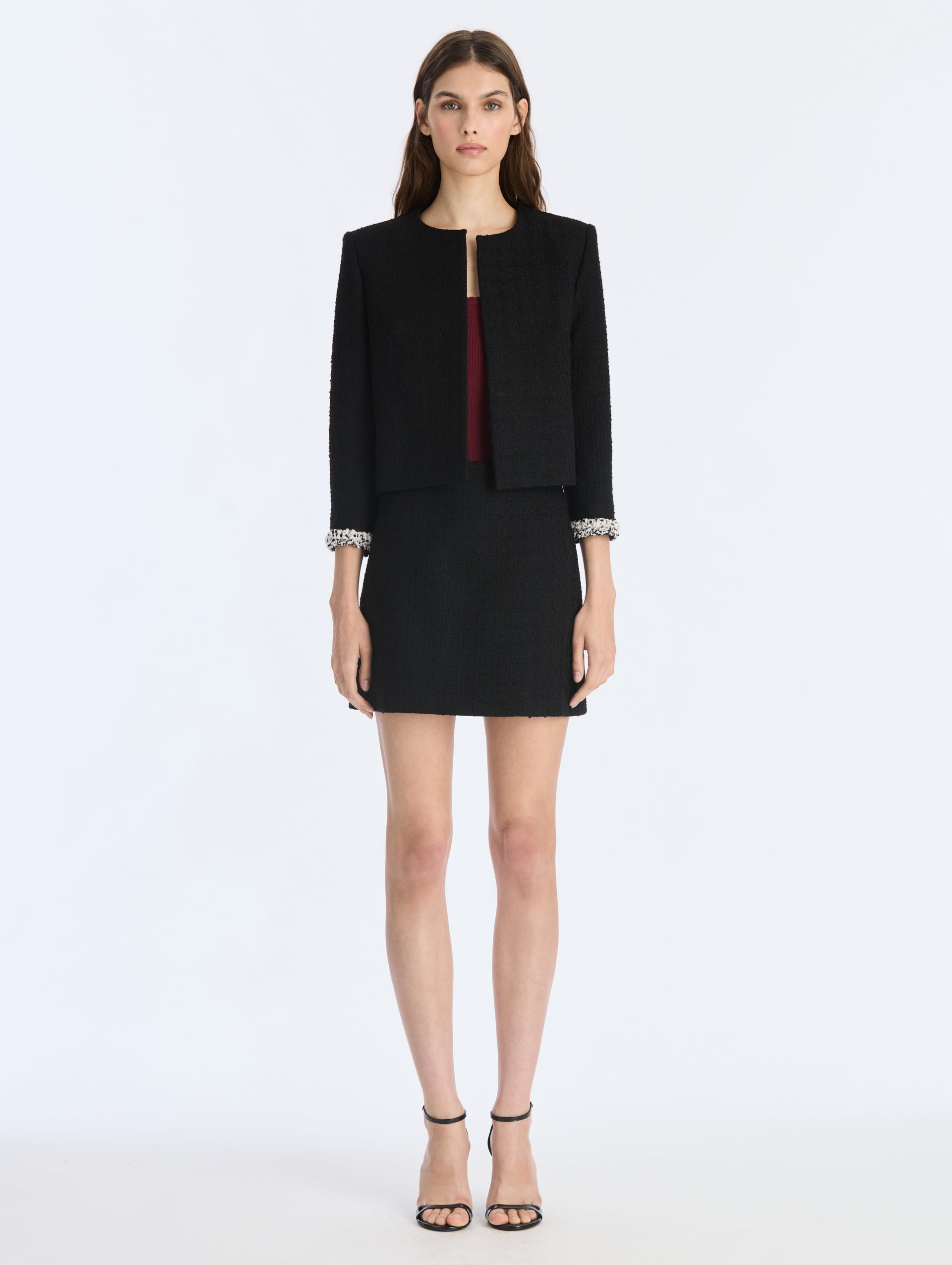 Oscar de la Renta Lightweight Wool Blend Tweed Jacket - Image 1