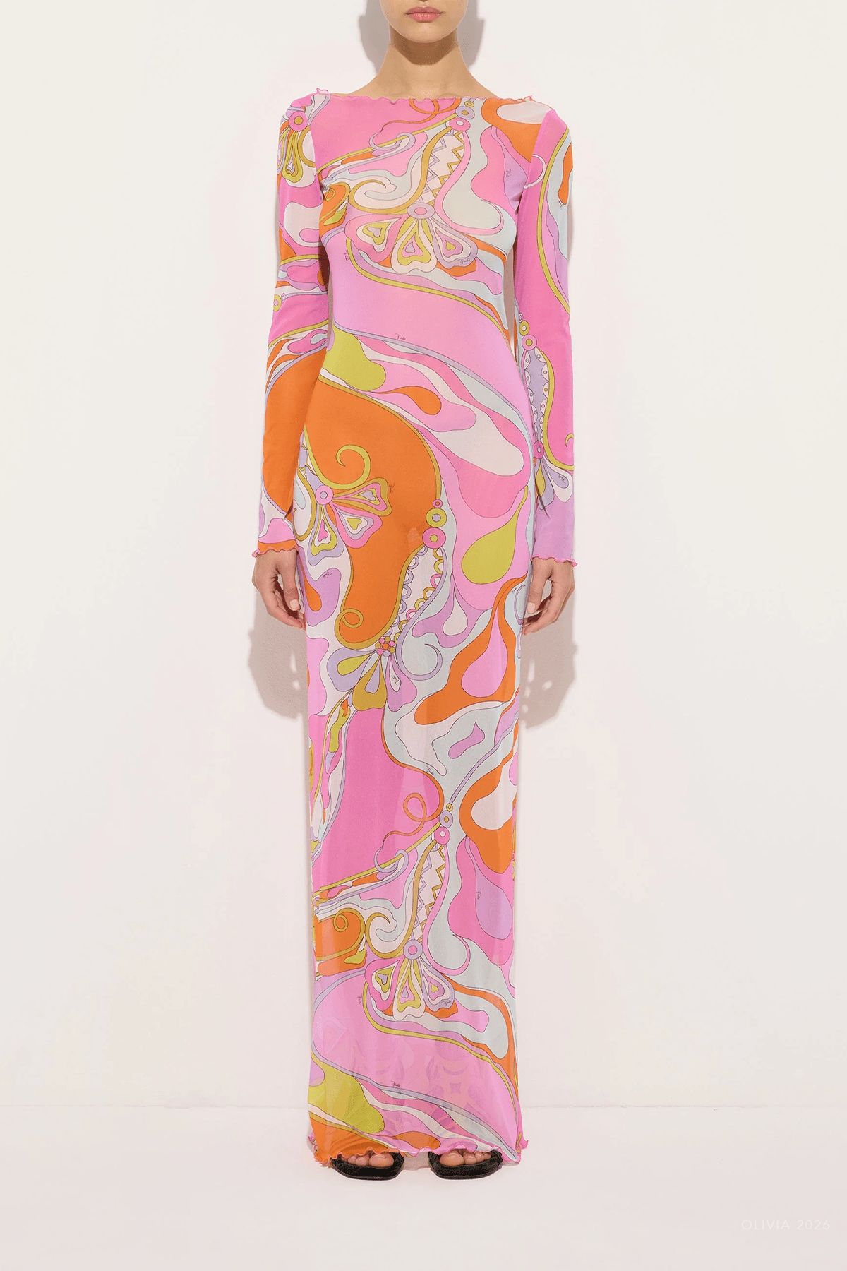 MNPUCC041026044756177_2 Pucci Orchidee-Print Tulle Dress - Image 2