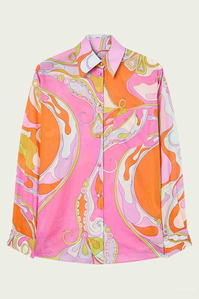 Pucci Orchidee-Print Long-Sleeve Cotton Shirt - Image 1