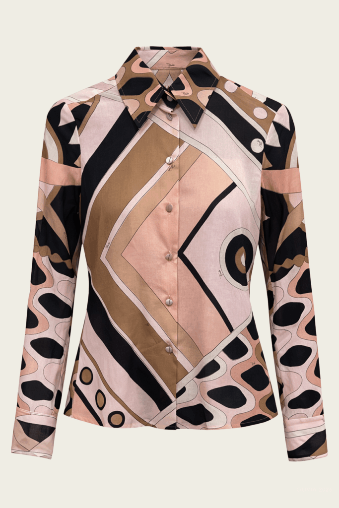 Pucci Vivara-Print Long-Sleeve Cotton Shirt - Image 1
