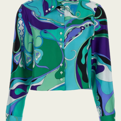 Pucci Orchidee-Print Long-Sleeve Silk Shirt - Image 1
