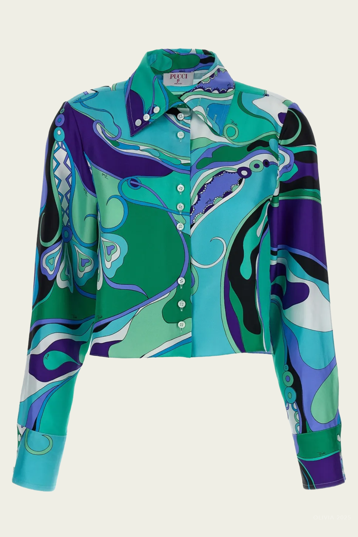 Pucci Orchidee-Print Long-Sleeve Silk Shirt - Image 1