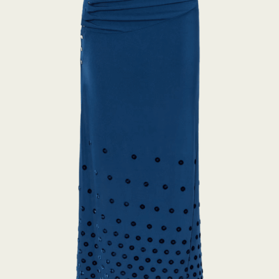 Rabanne Gathered Flocked Jersey Maxi Skirt - Image 1