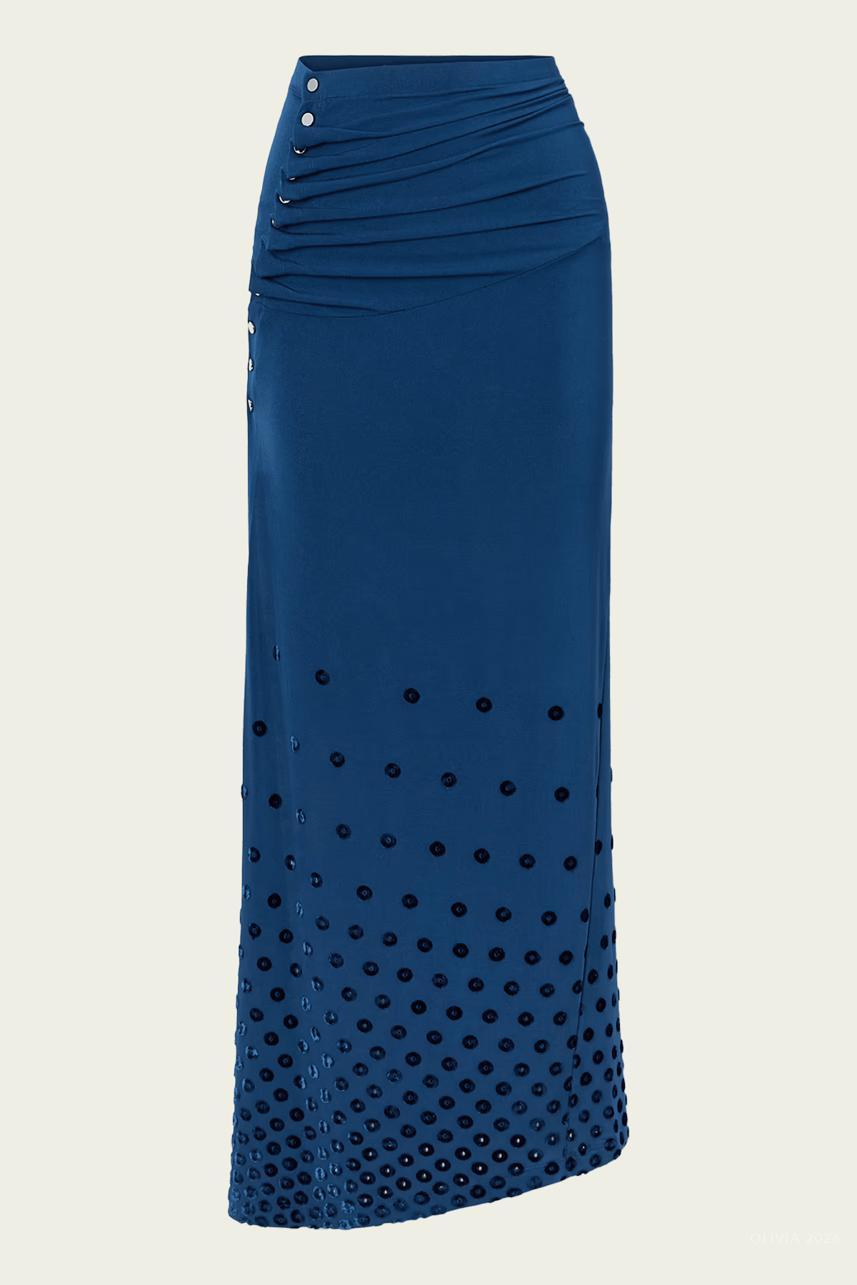 Rabanne Gathered Flocked Jersey Maxi Skirt - Image 1