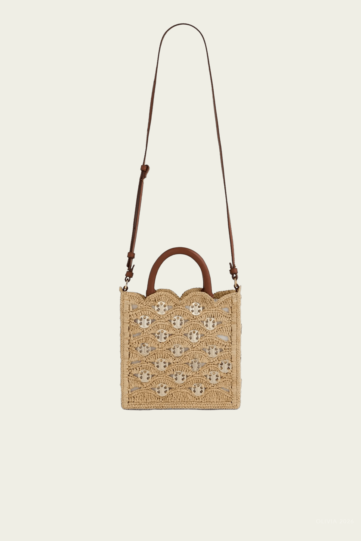 Rabanne Raffia Signature 1969 Discs Small Tote - Image 1