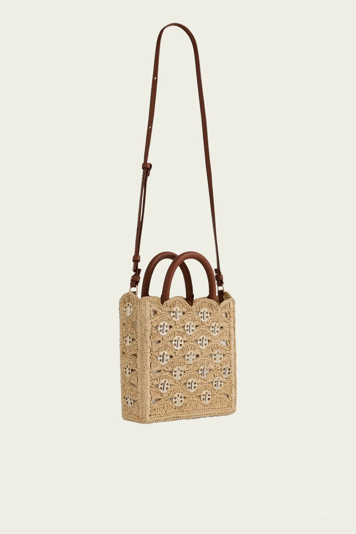 MNRABA041026050830408_2 Rabanne Raffia Signature 1969 Discs Small Tote - Image 2