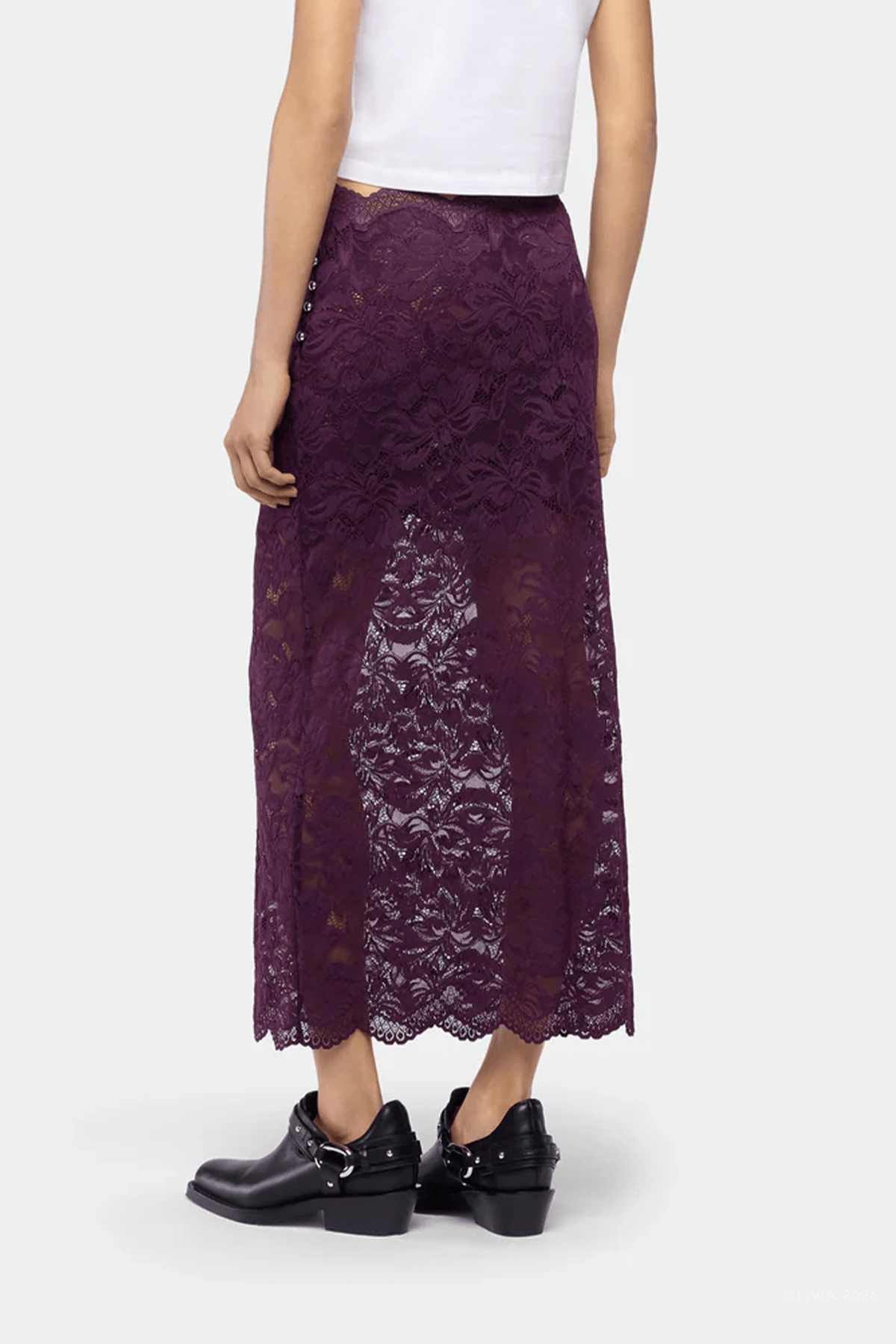 MNRABA041026050830411_3 Rabanne Layered Lace Midi Skirt - Image 3