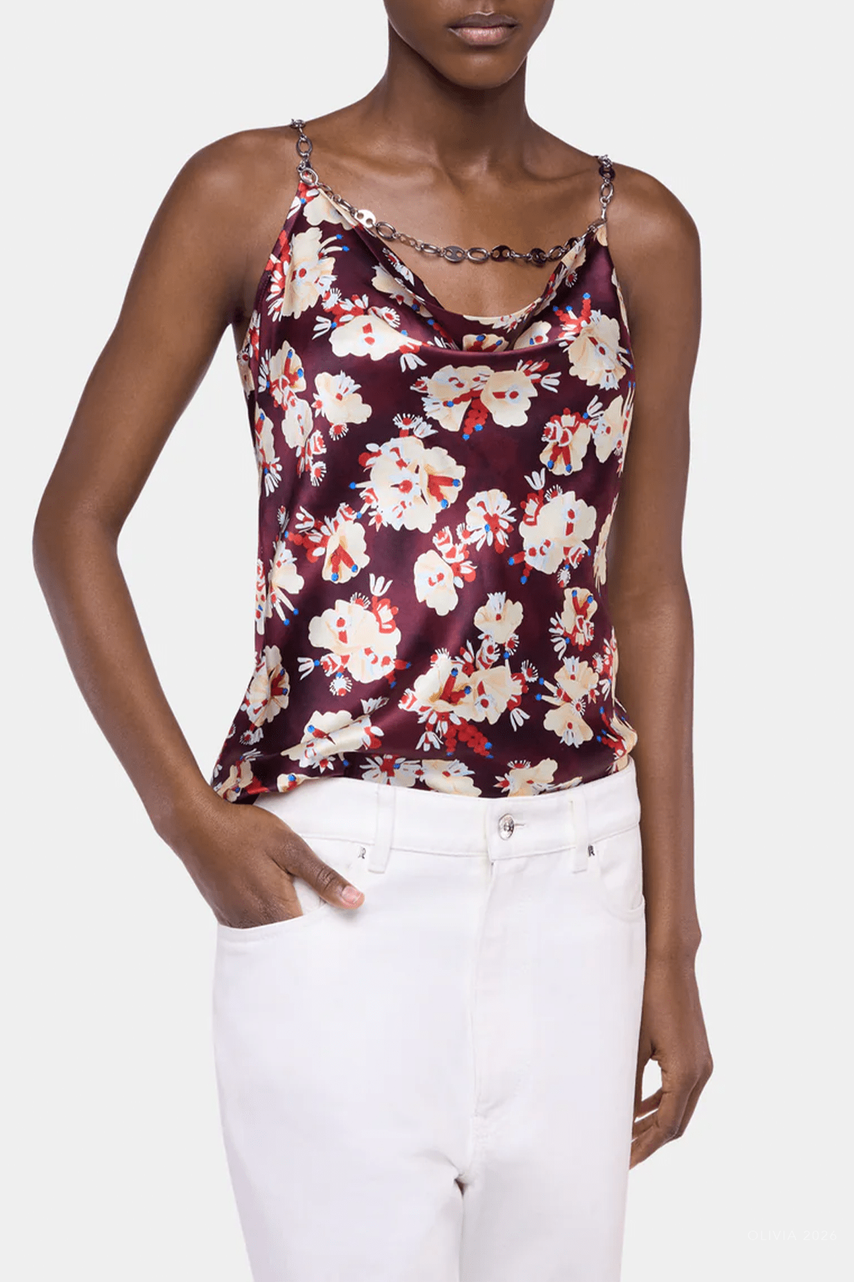 MNRABA041026050830412_2 Rabanne Floral Patterned Silk Top - Image 2