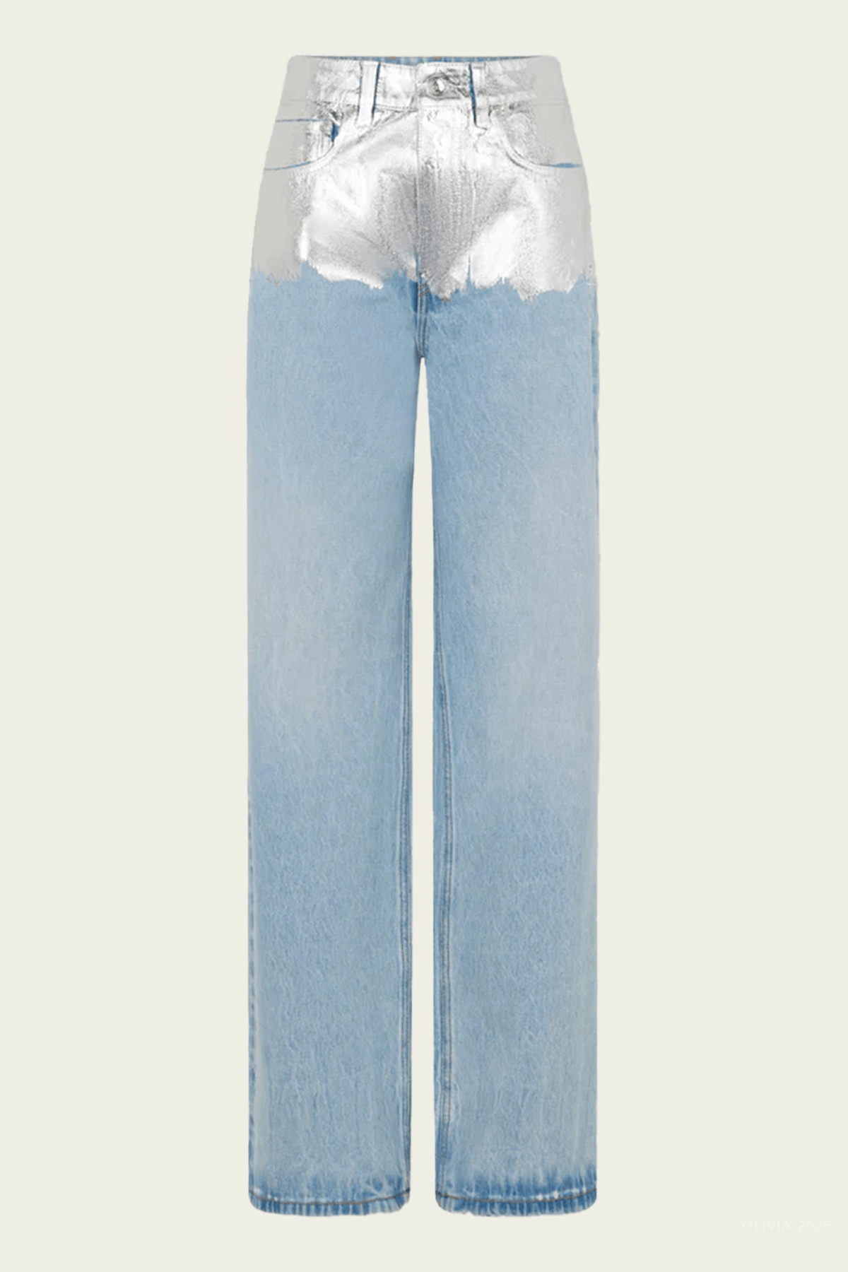 Rabanne Metallic Baggy Trouser Denim in Light Denim Blue - Image 1