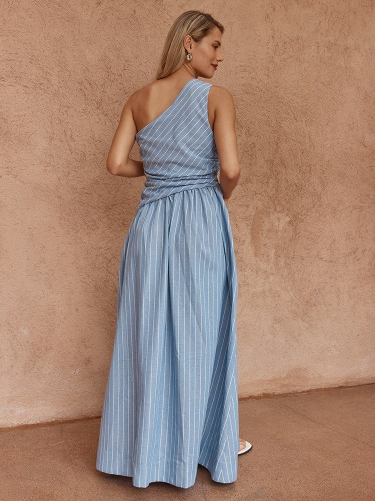 Sass Kinny Stripe One Shoulder Dress - Image 3