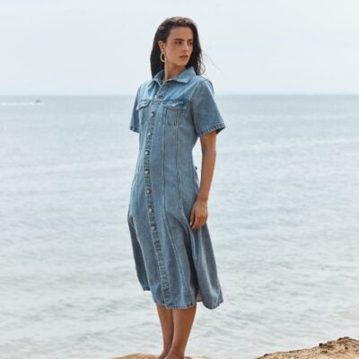 Sass Kara Denim Midi Dress - 90's Blue - Image 1