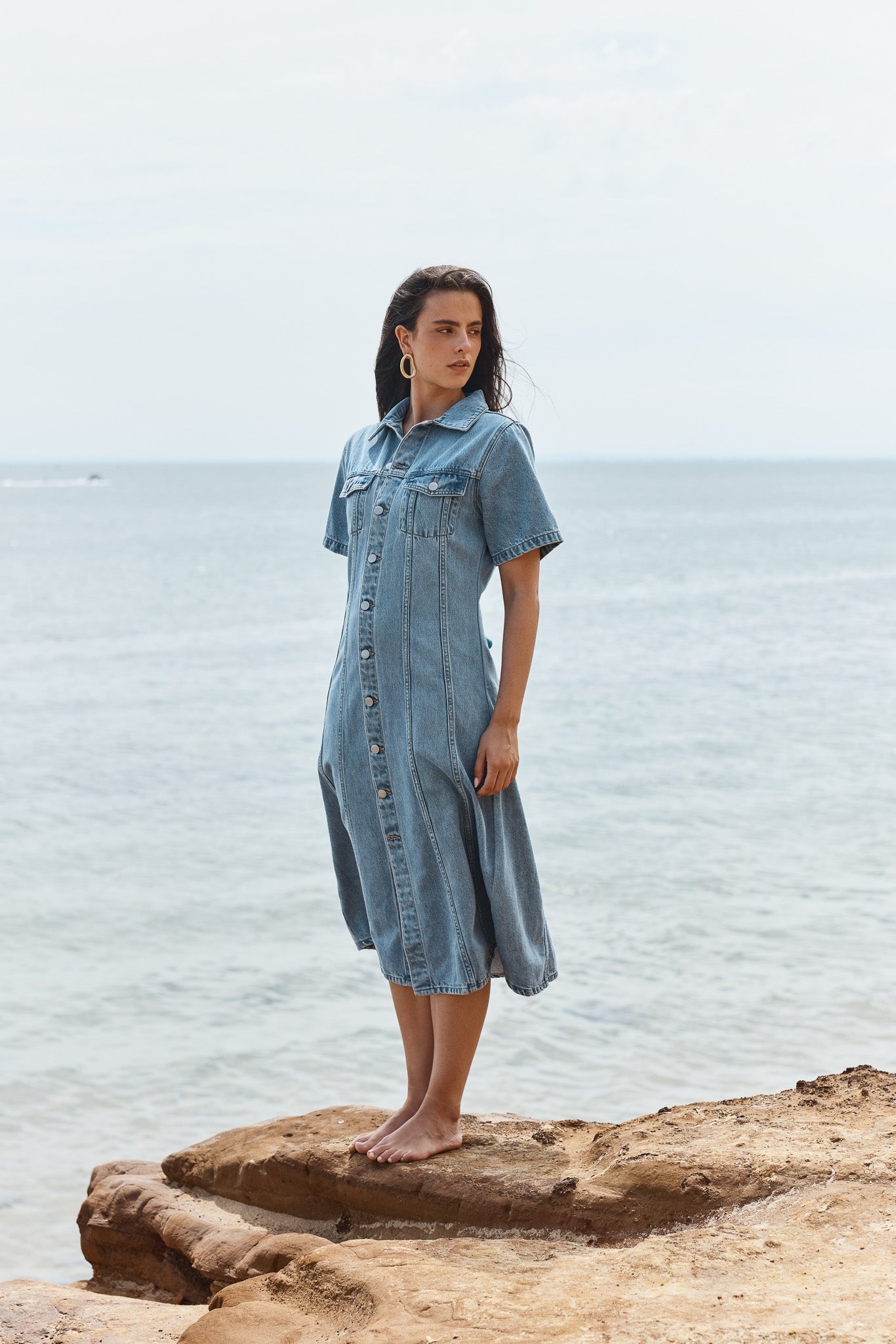 Sass Kara Denim Midi Dress - 90's Blue - Image 1