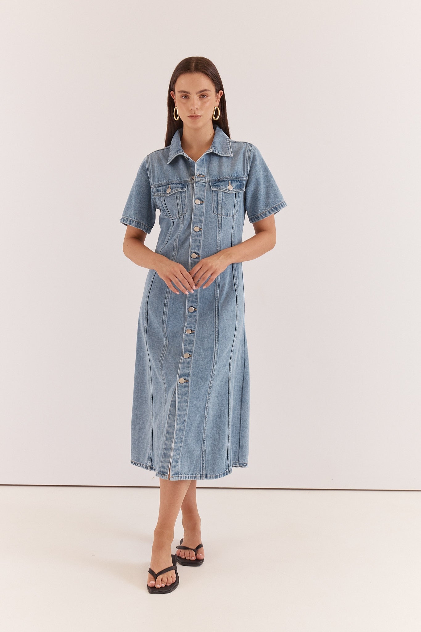 Sass Kara Denim Midi Dress - 90's Blue - Image 2