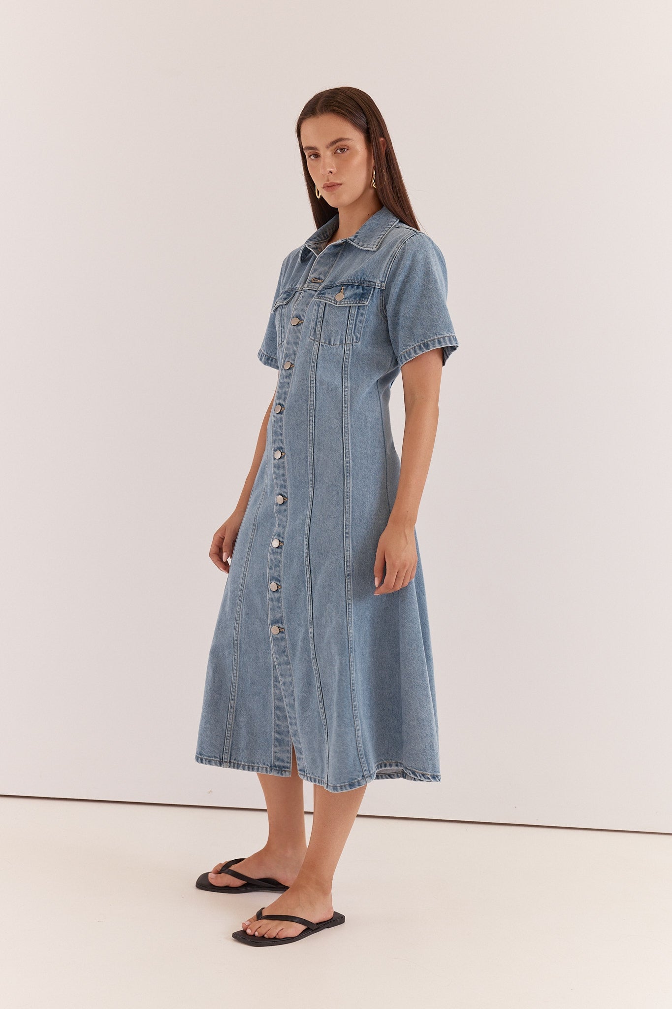 Sass Kara Denim Midi Dress - 90's Blue - Image 3