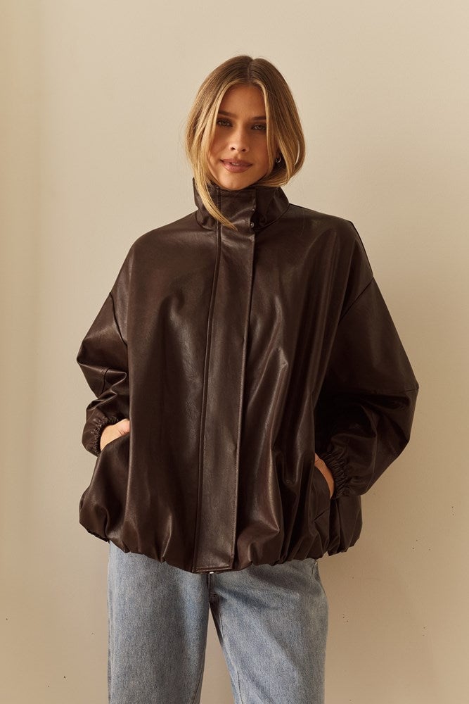 Sass Milo Leather Look Bomber - Image 1