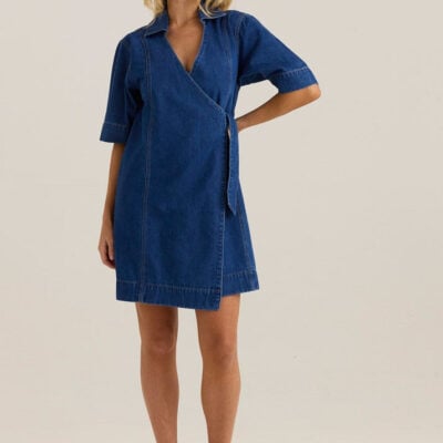 Sass Sylvia Denim Wrap Dress - Image 2