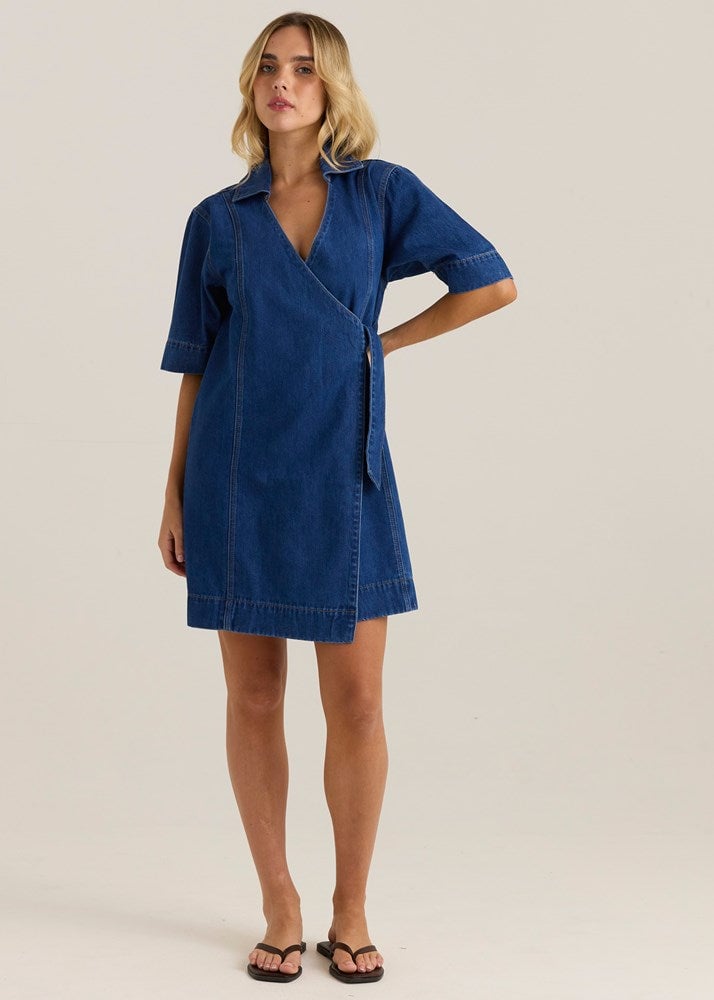 MNSASS211026013249051_2 Sass Sylvia Denim Wrap Dress - Image 2